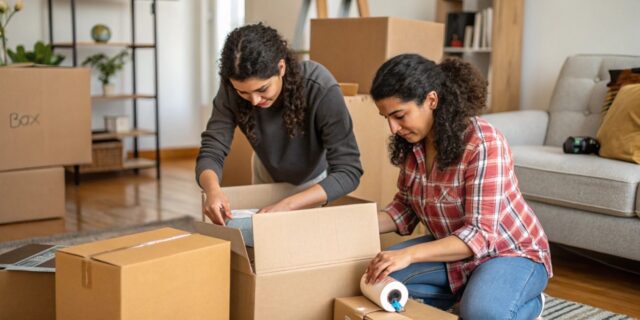 personas-en-casa–preparando-cajas Alquiler de Trasteros Baratos en Ciudad Lineal: Soluciones de Espacio para Todos