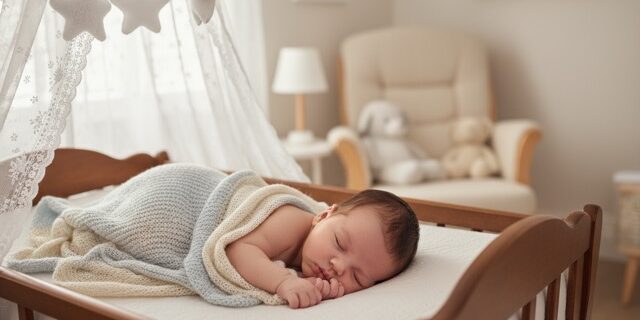 preparar-nacimiento-bebe Un bebé durmiendo plácidamente en su cuna
